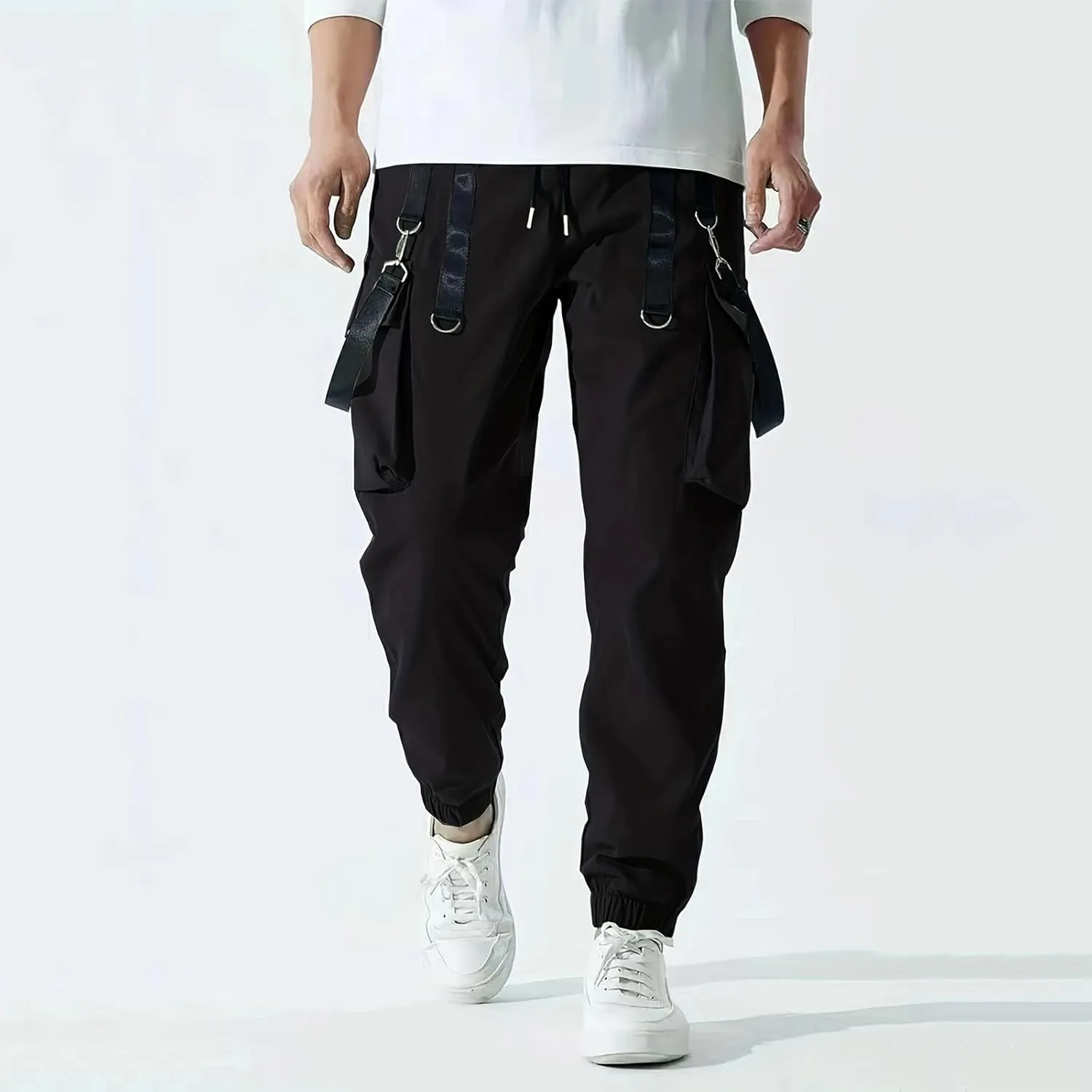 Men's Casual Joggers Pants Cotton Drawstring Chino Cargo Pants Hiking Outdoor Twill Track Jogging Sweatpants Men Active Pants