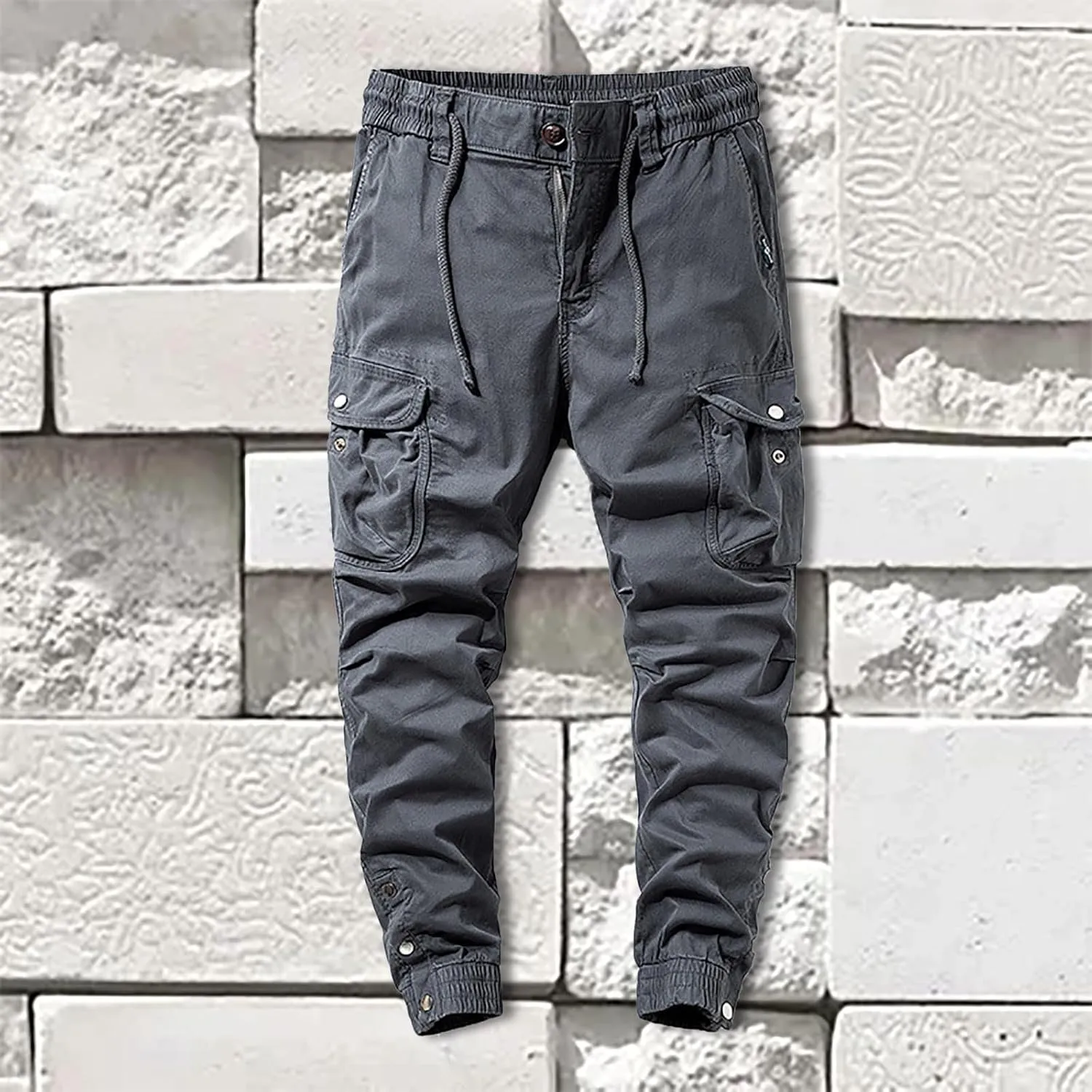 Men's Chino Pants Cargo Workout Lounge Jogger Work Tapered Streetwear Trousers Flap Pockets Baggy Pants