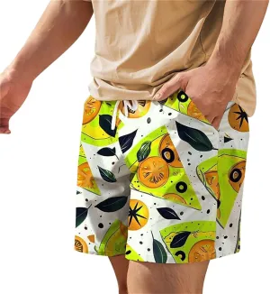Mens Funny Beach Shorts 3D Printed Elastic Drawstring Combat Track Volleyball Capris Quick Drying Baggy Hawaiian Style Pants
