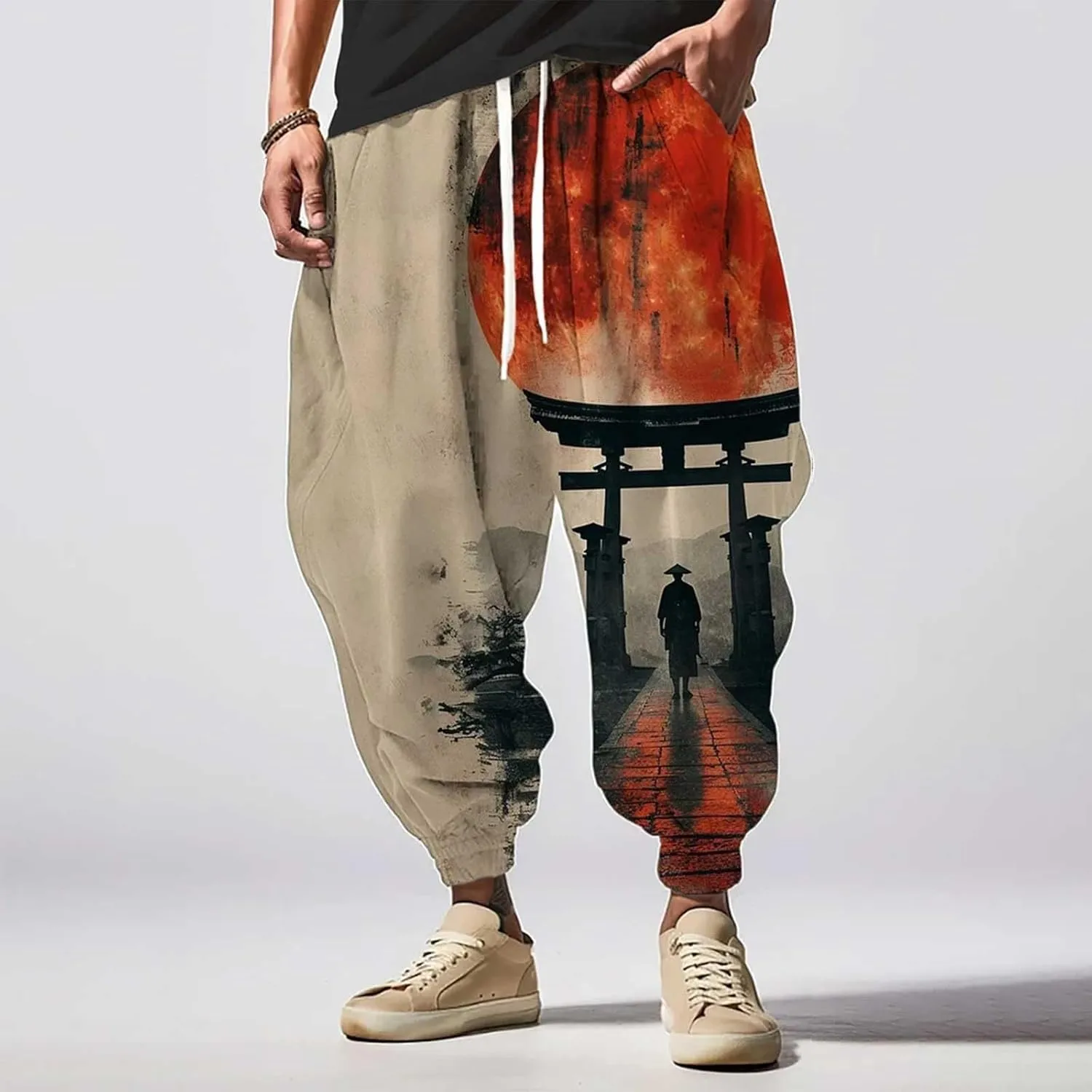 Mens Hip Hop Harem Pants Fashion Street Feel Casual Sweatpants Workout Athletic Running Pants Mens Yoga Pants