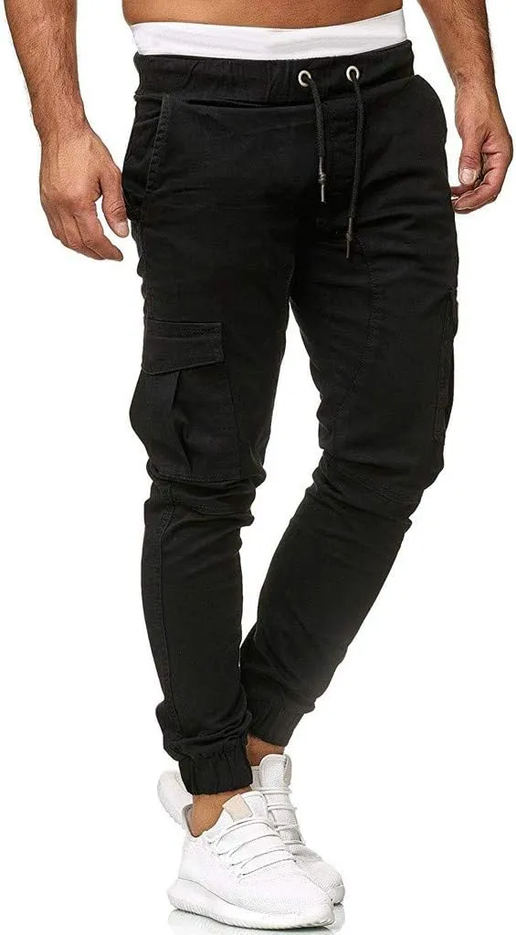 Mens Linen Cotton Pants Lightweight Mens Hiking Pants Cargo Pant Zipper Pocket Streetwear Pants Men White Loose Pant