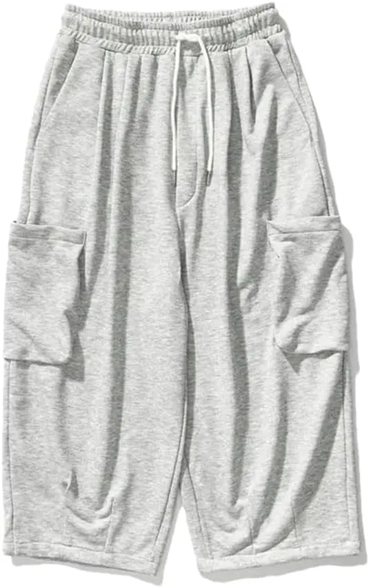 Men's Loose Harem Pants Solid Color Harajuku Trousers Big Pocket Street Pants