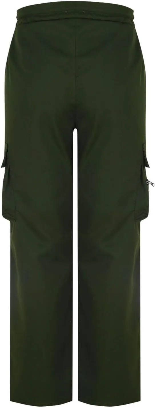 Mens Outdoor Cargo Pants Elastic High Waist Drawstring Summer Chinos Pants Straight Leg Tactical Trousers with Pocket