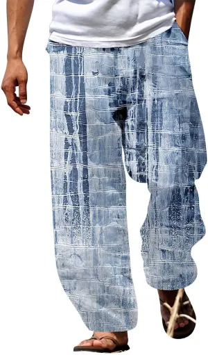 Mens Summer Casual Trousers Tactical Holiday Lightweight Vacation Beach Leisure Pant 2024 Drawstring Straight Leg Streetwear