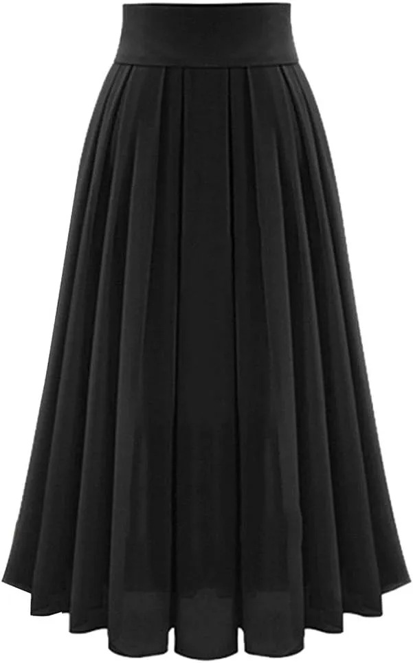 Midi Skirts for Women High Waist Pleated A-Line Swing Skirt Midi Skirts Ruffle Layered Pleated Cheer Skirts for