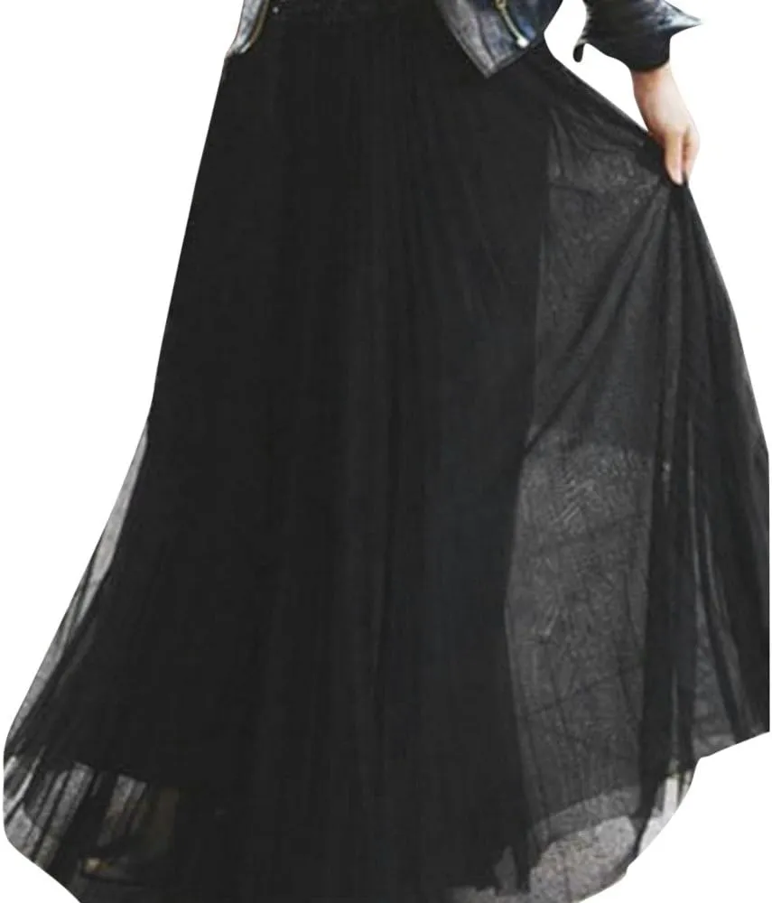 Midi Skirts for Women High Waist Pleated A-Line Swing Skirt Midi Skirts Ruffle Layered Pleated Cheer Skirts for
