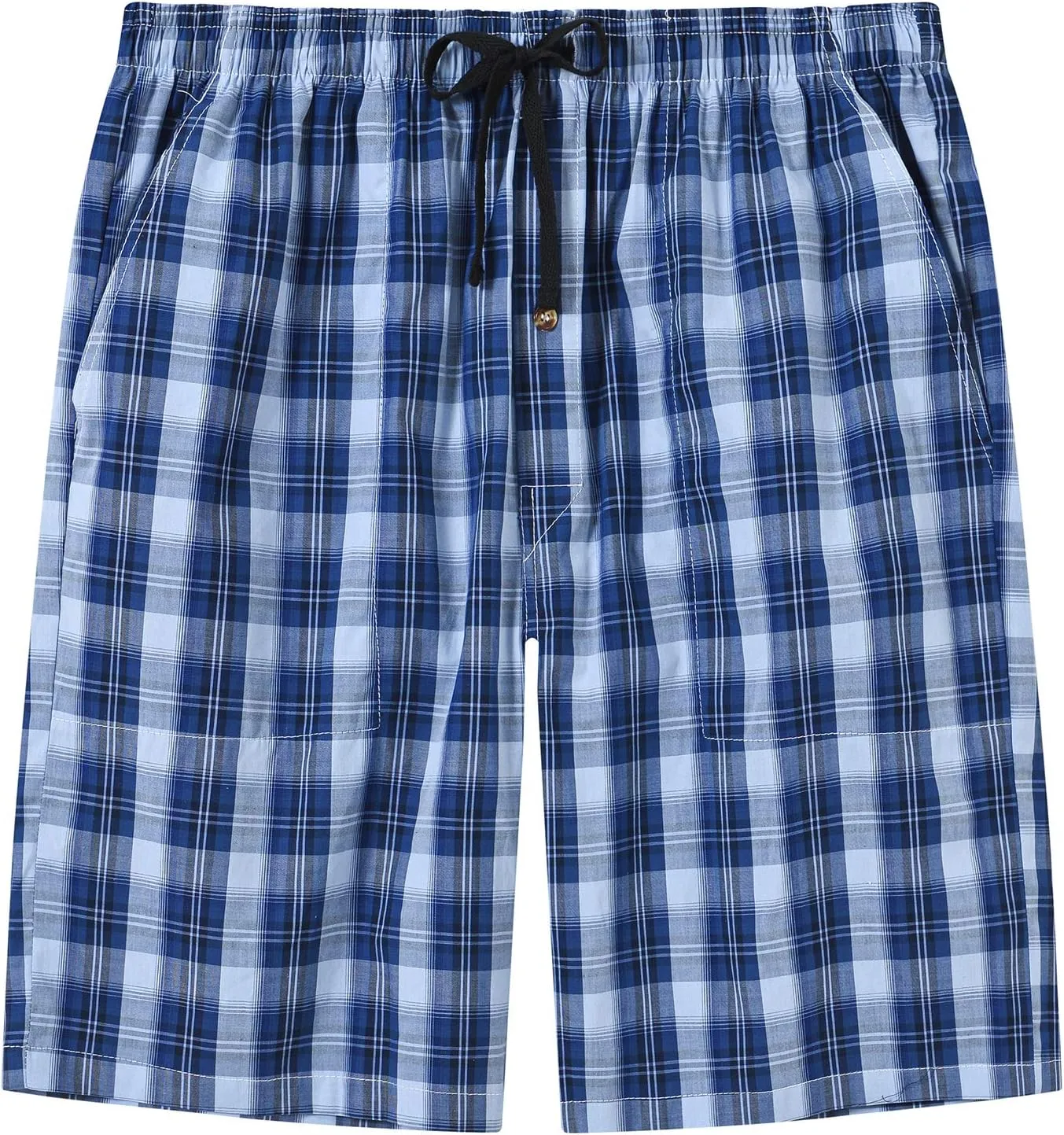 MoFiz Men's Sleepwear Shorts Pajama Bottom Lounge Short Plaid Button Open Fly 3Pack