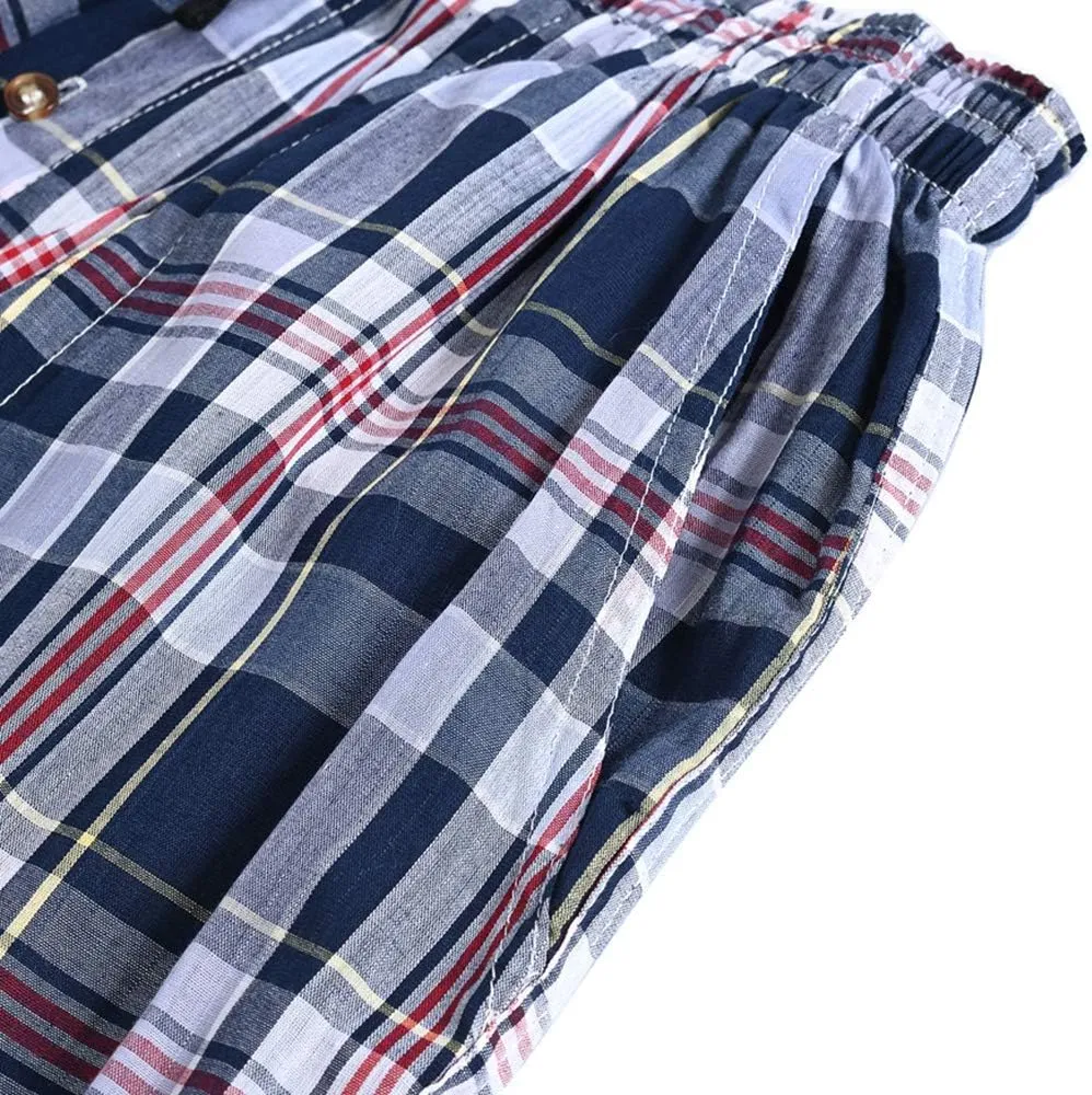 MoFiz Men's Sleepwear Shorts Pajama Bottom Lounge Short Plaid Button Open Fly 3Pack
