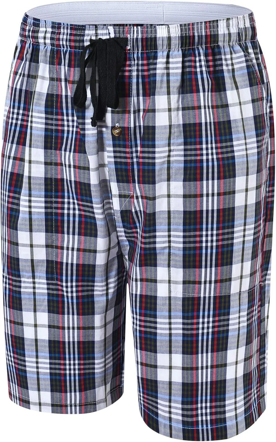 MoFiz Men's Sleepwear Shorts Pajama Bottom Lounge Short Plaid Button Open Fly 3Pack