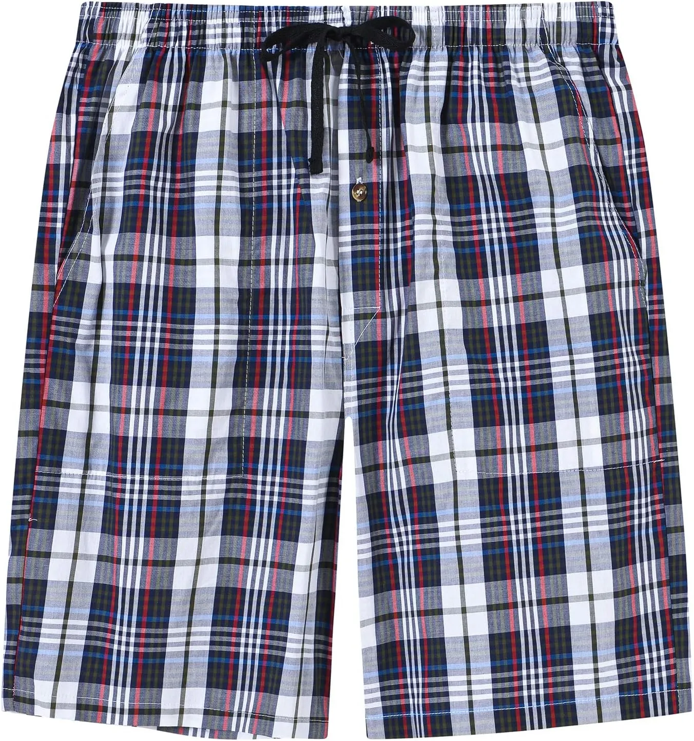 MoFiz Men's Sleepwear Shorts Pajama Bottom Lounge Short Plaid Button Open Fly 3Pack