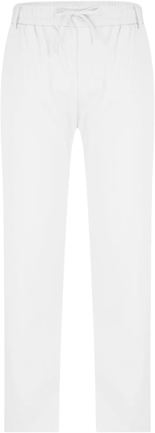 NATHGAM Straight Leg Pants for Men Elastic Waist Drawstring Trousers Lightweight Comfy Slim Fit Work Office Pants with Pocket