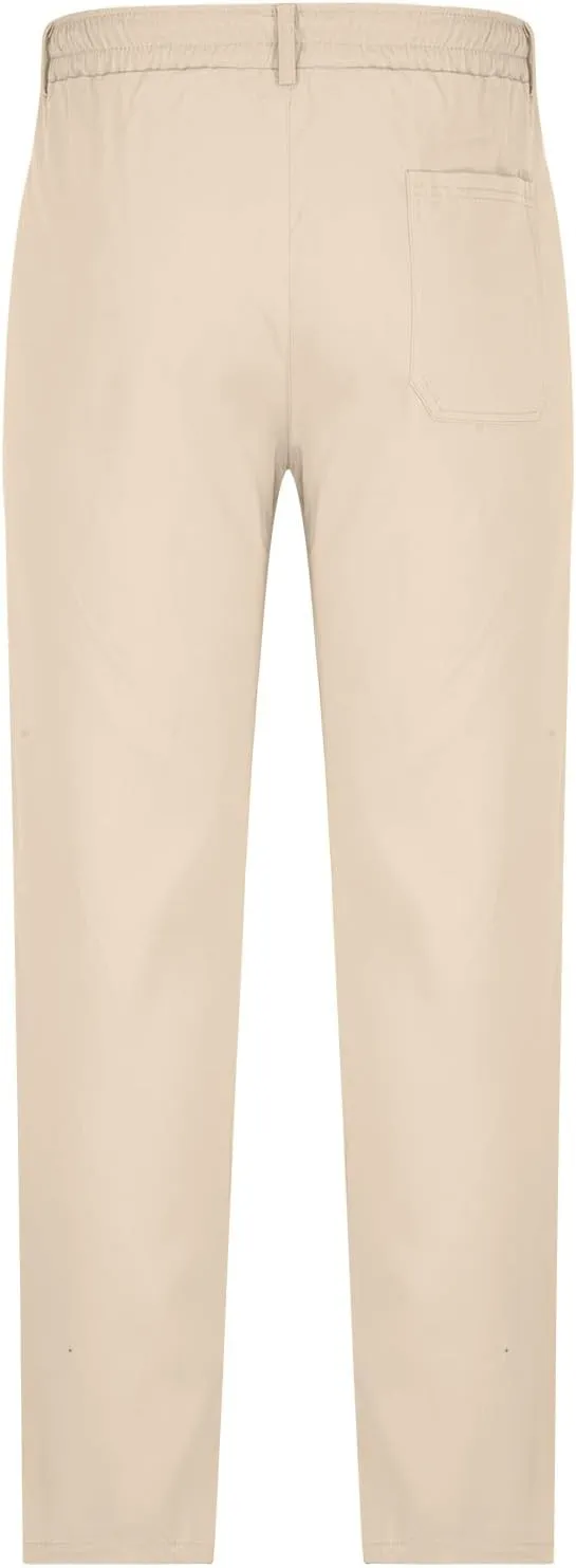 NATHGAM Straight Leg Pants for Men Elastic Waist Drawstring Trousers Lightweight Comfy Slim Fit Work Office Pants with Pocket