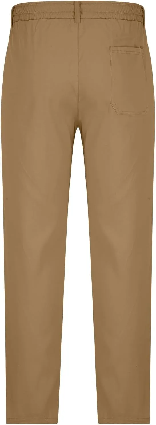 NATHGAM Straight Leg Pants for Men Elastic Waist Drawstring Trousers Lightweight Comfy Slim Fit Work Office Pants with Pocket
