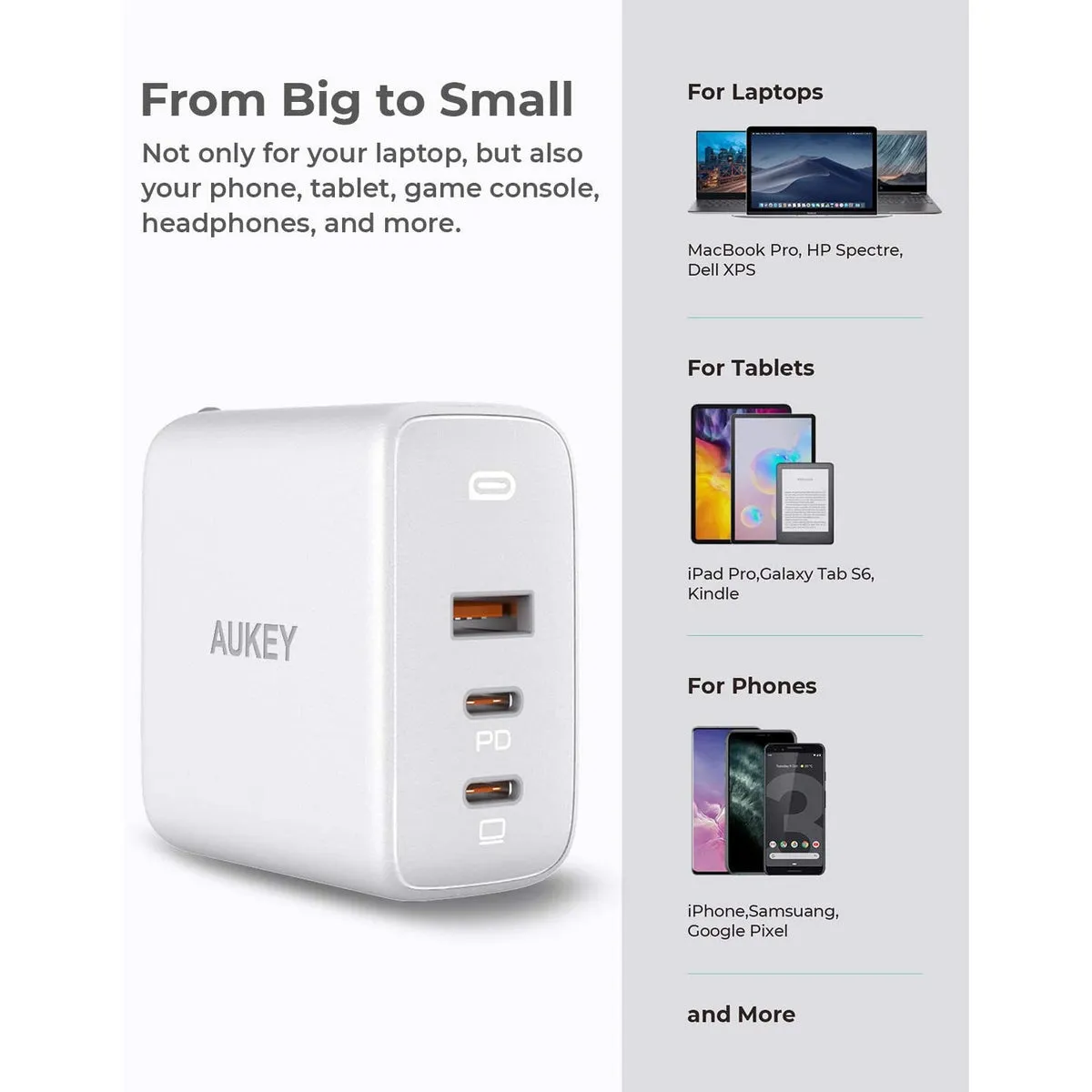 Omnia Mix3 90W GaN 3-Port Fast USB and USB-C PD Wall Charger