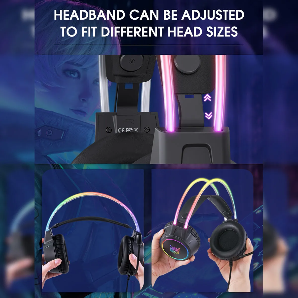 ONIKUMA X15 Pro RGB Double-Head Beam Wired Gaming Headset