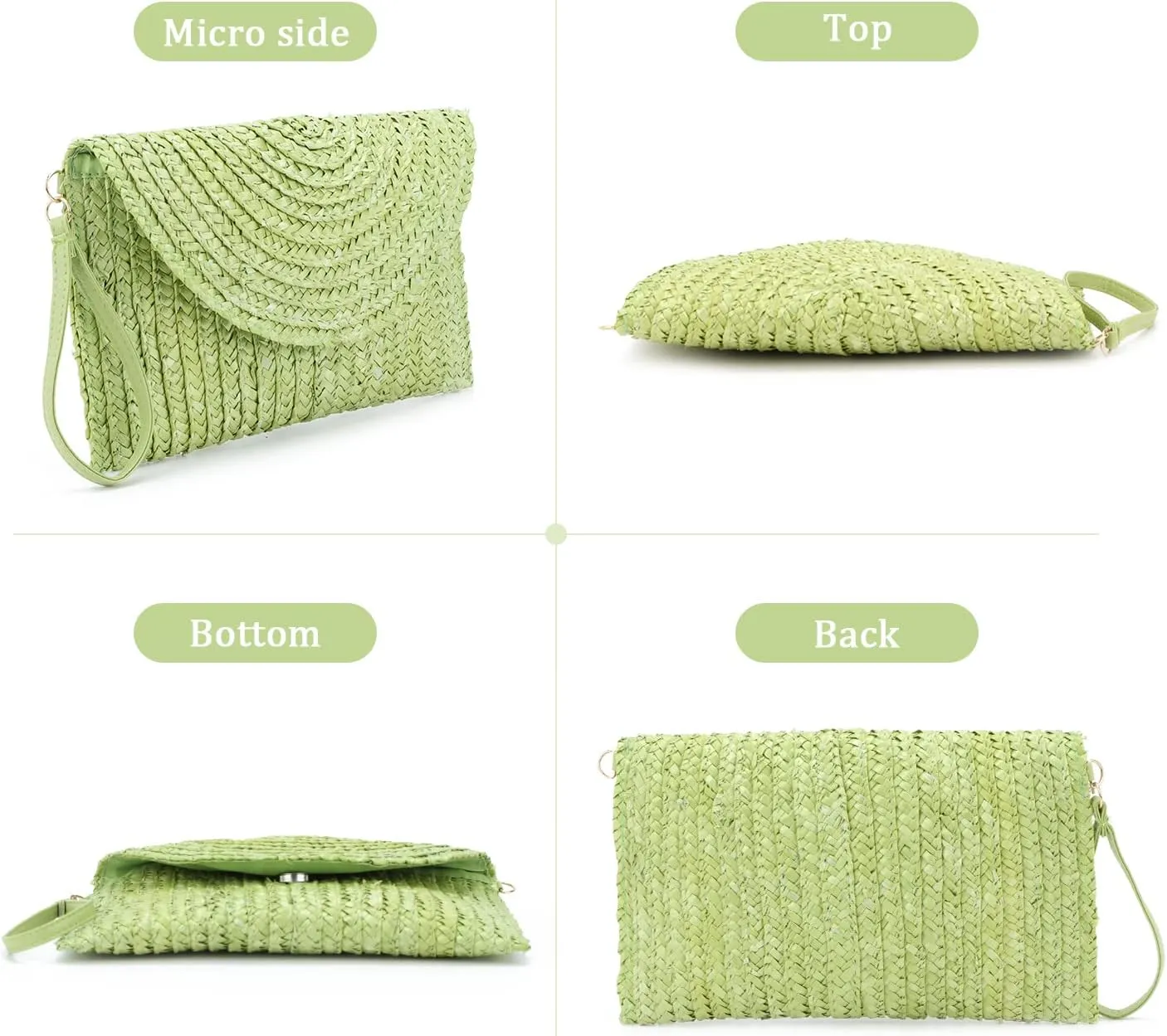 Oweisong Straw Purses for Women Summer Beach Straw s Clutch Purses Crossbody Bag Handmade Women Envelope Handbag Wallet