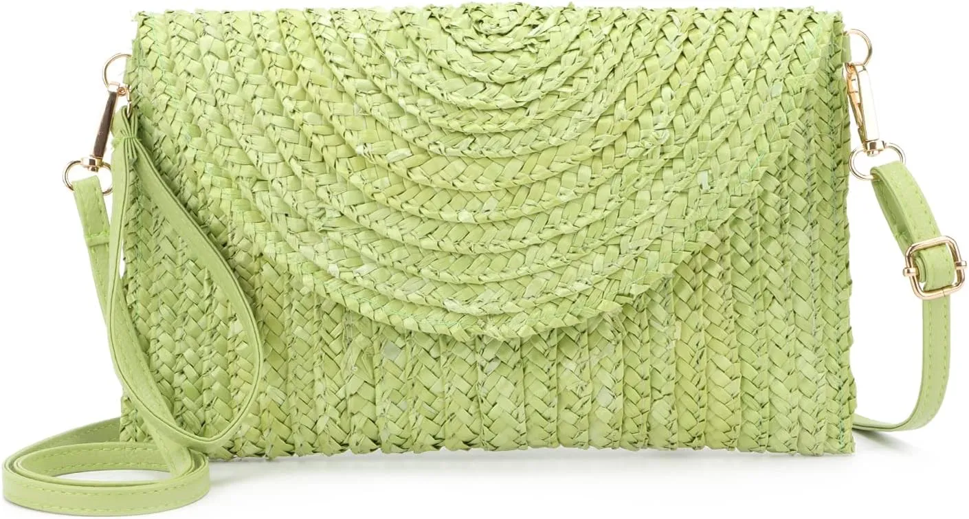 Oweisong Straw Purses for Women Summer Beach Straw s Clutch Purses Crossbody Bag Handmade Women Envelope Handbag Wallet