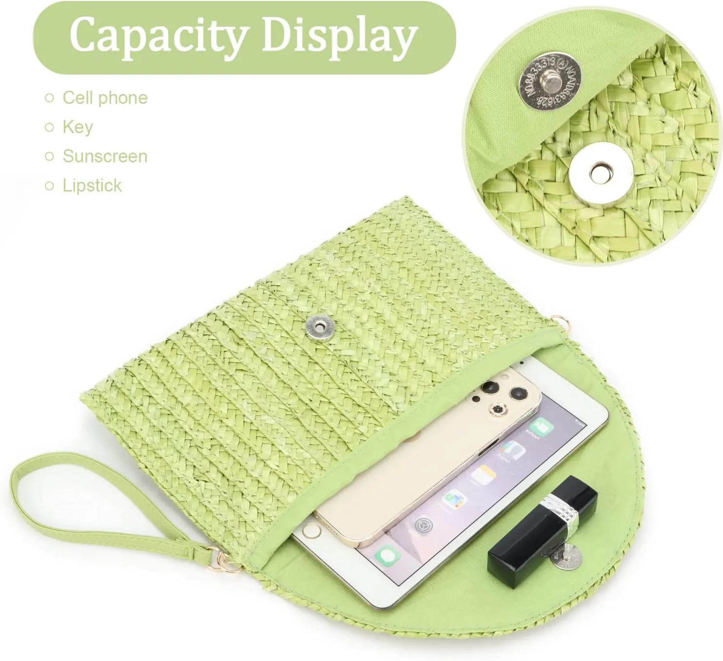 Oweisong Straw Purses for Women Summer Beach Straw s Clutch Purses Crossbody Bag Handmade Women Envelope Handbag Wallet