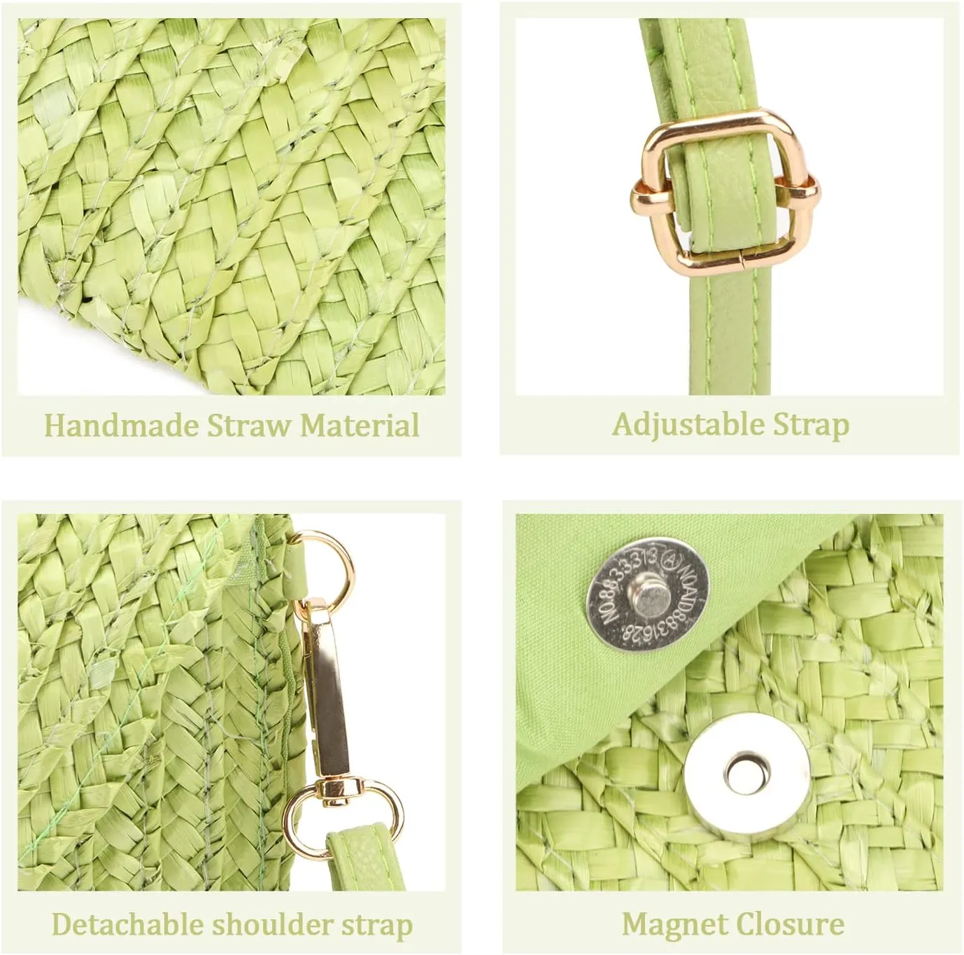 Oweisong Straw Purses for Women Summer Beach Straw s Clutch Purses Crossbody Bag Handmade Women Envelope Handbag Wallet