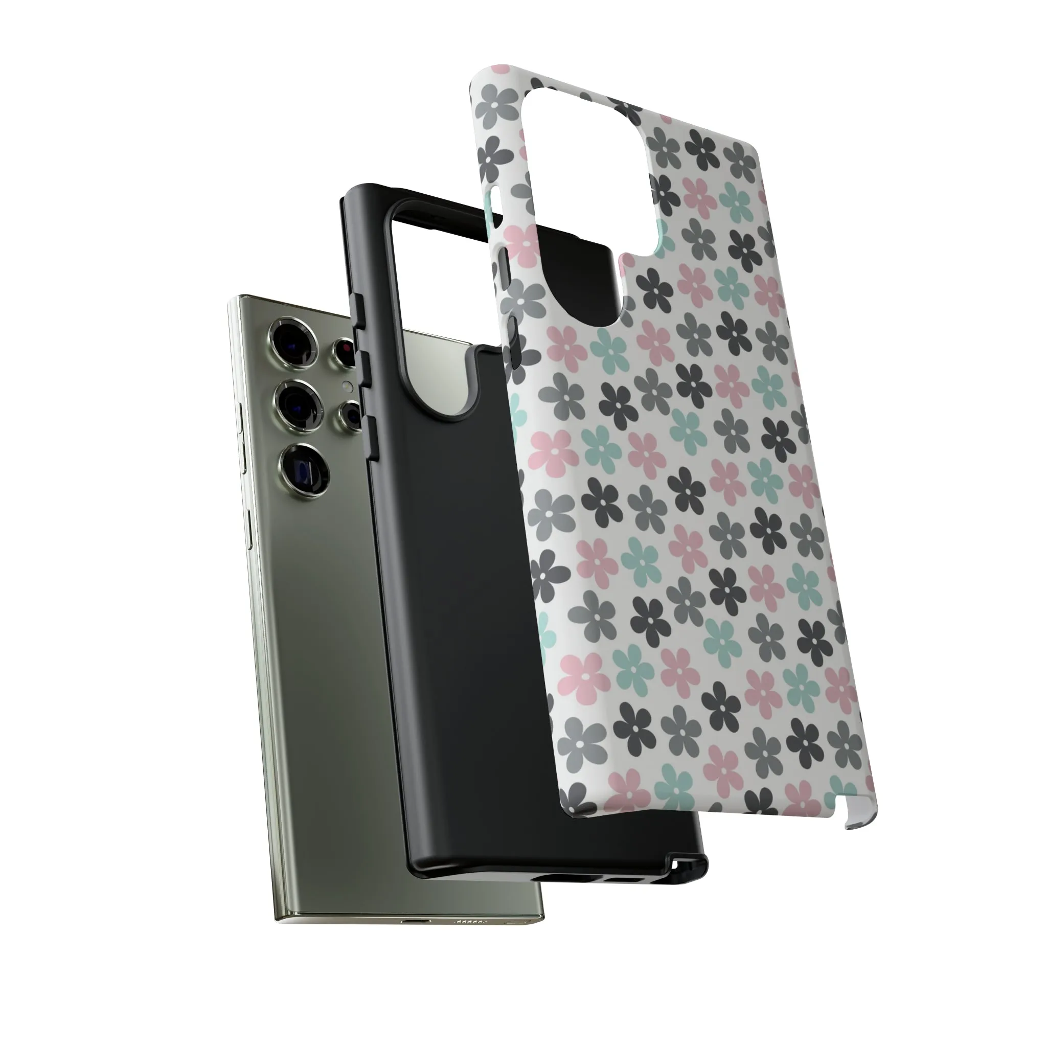 Pastel Groovy Flowers print design Tough Phone Case compatible with a large variety of Samsung models