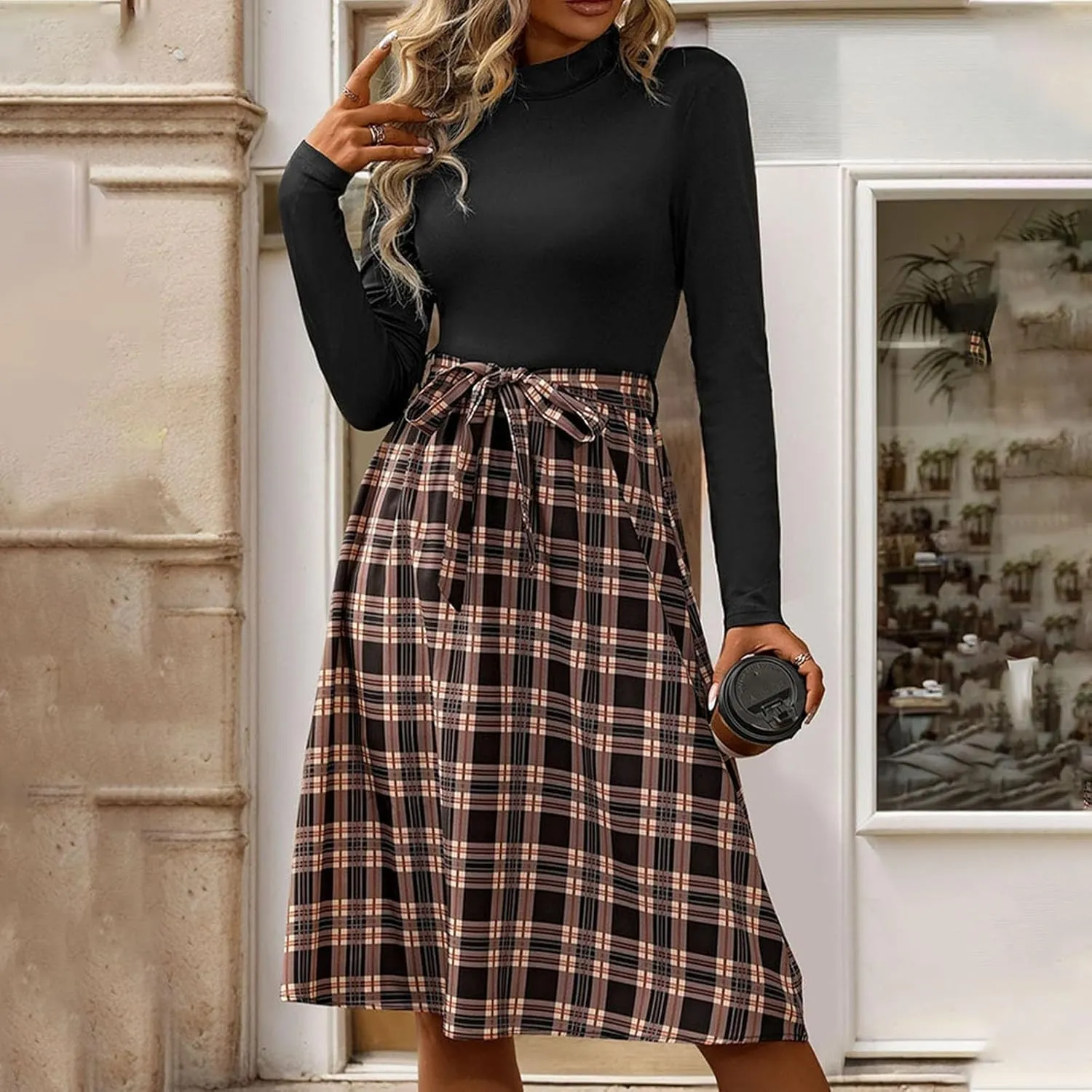 Plaid Skirt for Women High Waisted with Tie Aline Pleated Knee Length Fashion Skirt 2025 New School Uniform Cosplay