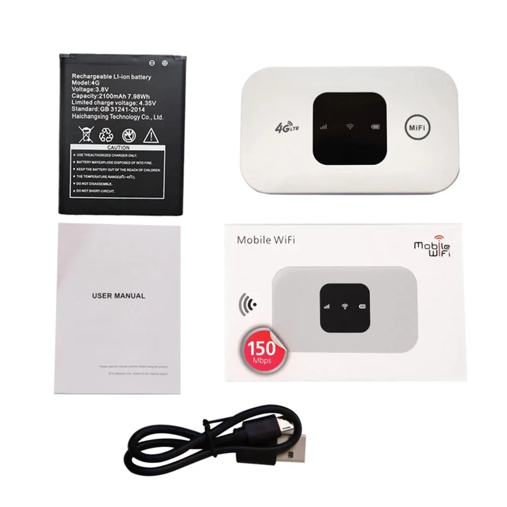 Portable 4G Pocket WiFi Router 150Mbps Mobile Hotspot with Wide Coverage Broadband SIM Card Slot