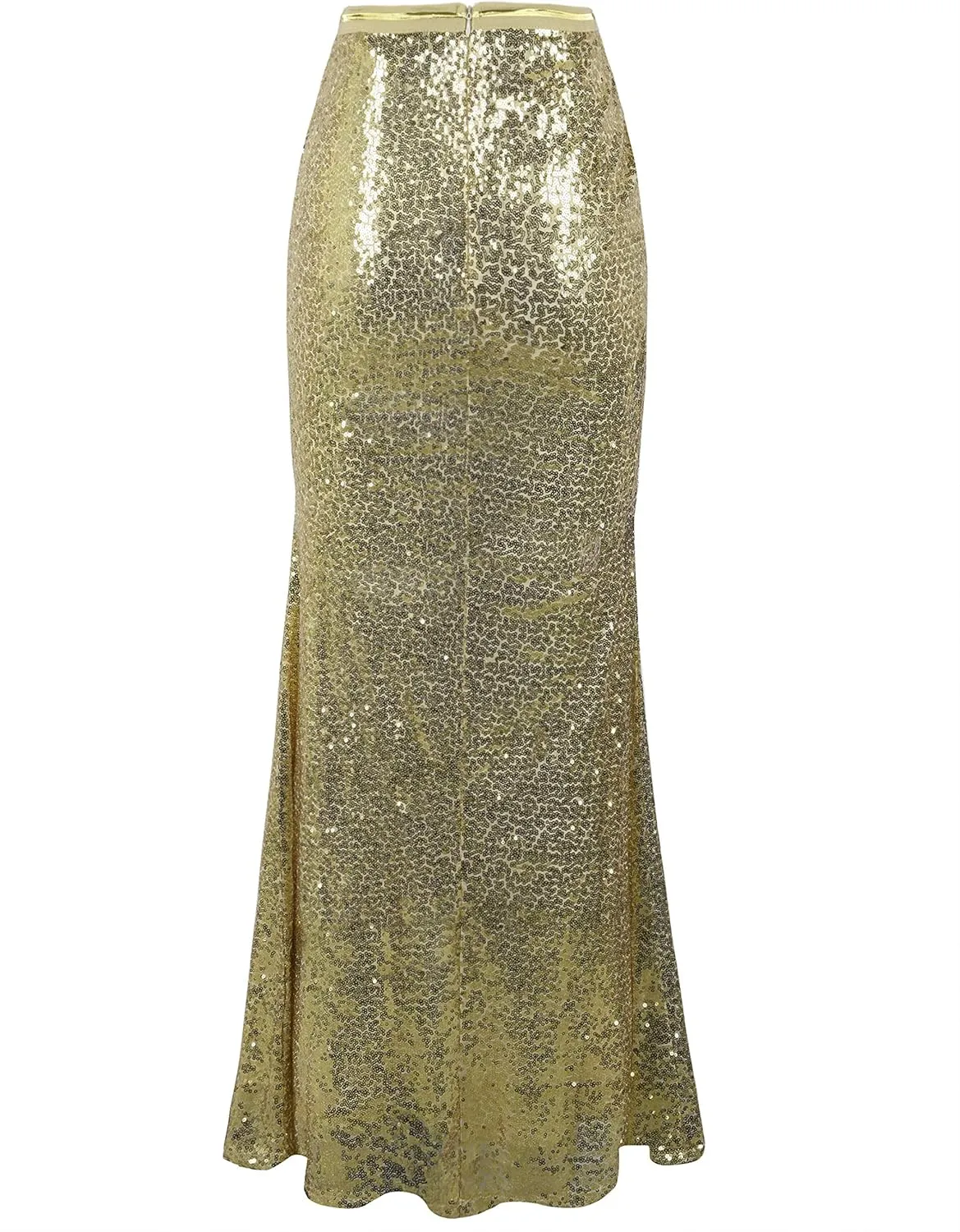 PrettyGuide Women's Sequin Maxi Skirt Glitter Bodycon Long Mermaid Skirt Formal Skirts