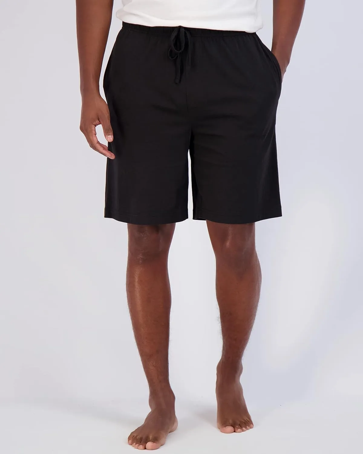 Real Essentials 3 Pack:Mens Cotton Ultra-Soft Knit Sleep Pajama Shorts & Lounge Wear (Available In Big & Tall)
