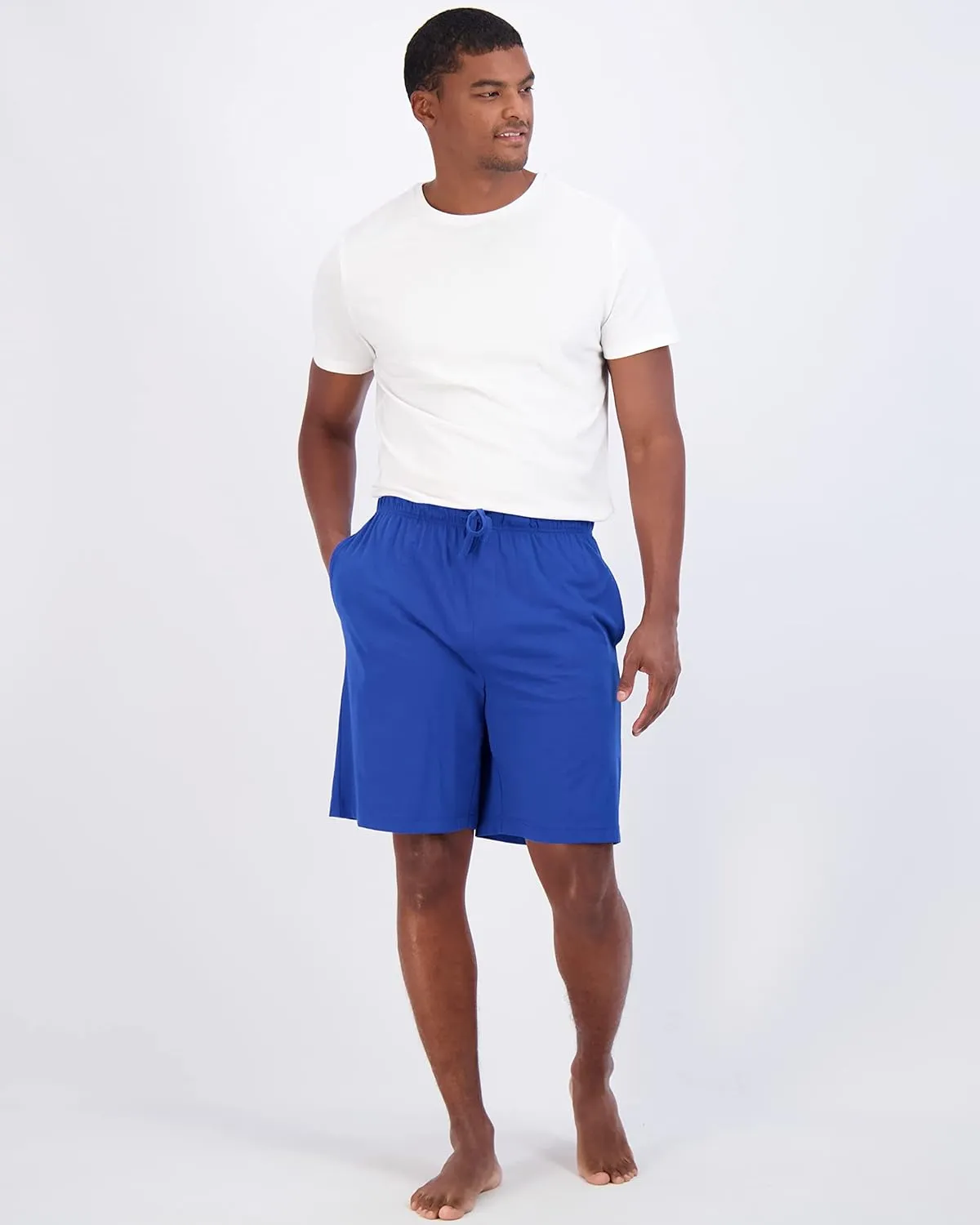 Real Essentials 3 Pack:Mens Cotton Ultra-Soft Knit Sleep Pajama Shorts & Lounge Wear (Available In Big & Tall)