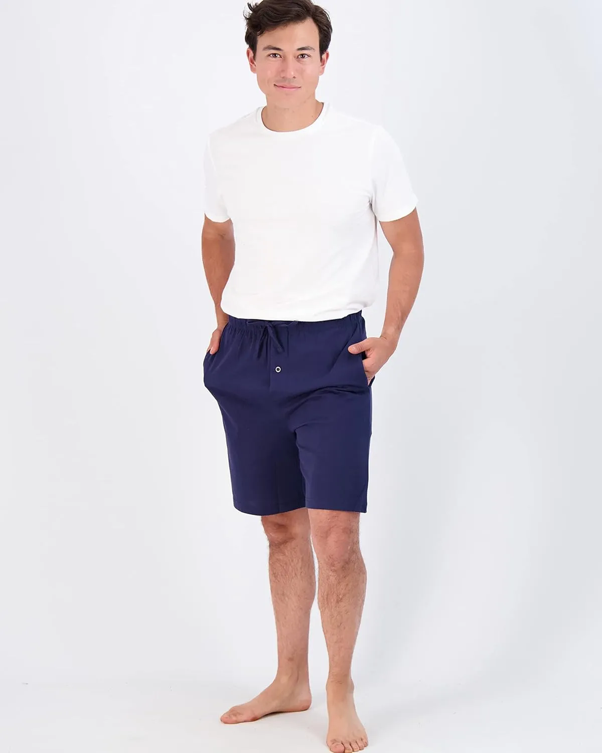 Real Essentials 3 Pack:Mens Cotton Ultra-Soft Knit Sleep Pajama Shorts & Lounge Wear (Available In Big & Tall)