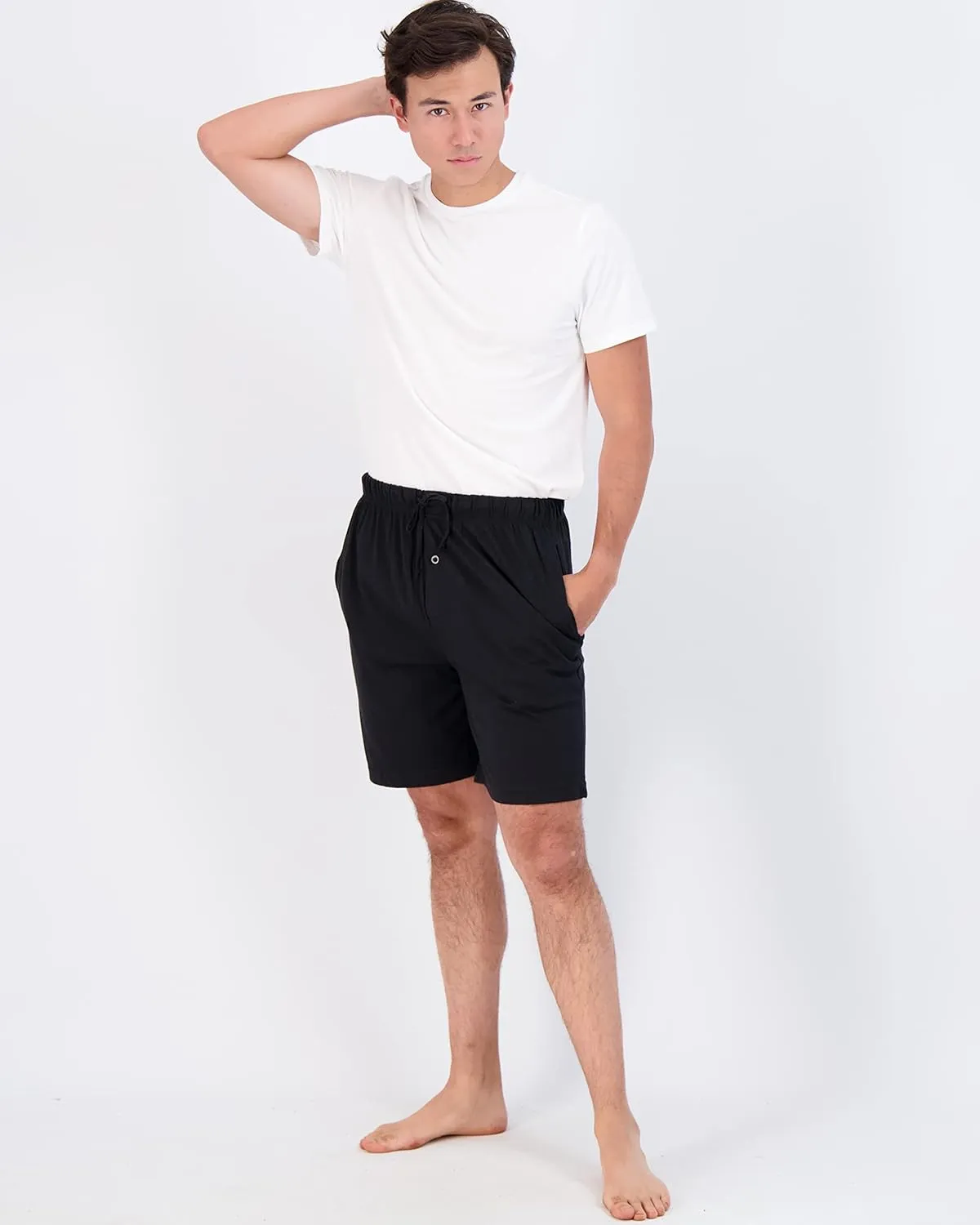 Real Essentials 3 Pack:Mens Cotton Ultra-Soft Knit Sleep Pajama Shorts & Lounge Wear (Available In Big & Tall)