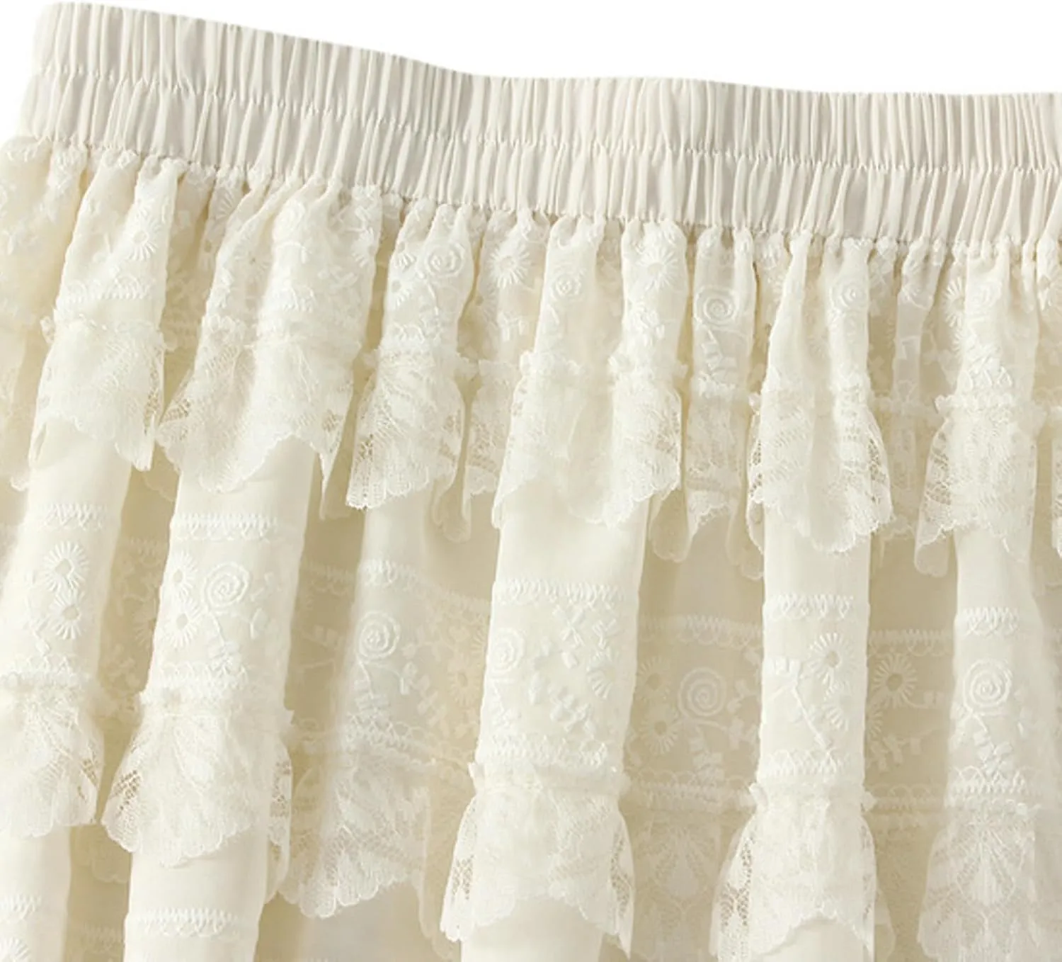Rvidbe Lace Maxi Skirts for Women Summer Casual Elastic Waist A-Line Pleated Layered Long Skirt Flowy Tiered Tulle Skirts