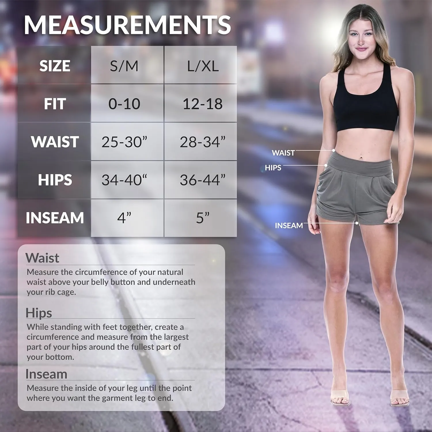 Sexy Basics Womens 6 Pack Ultra Soft High Waisted Harem Shorts with Pockets