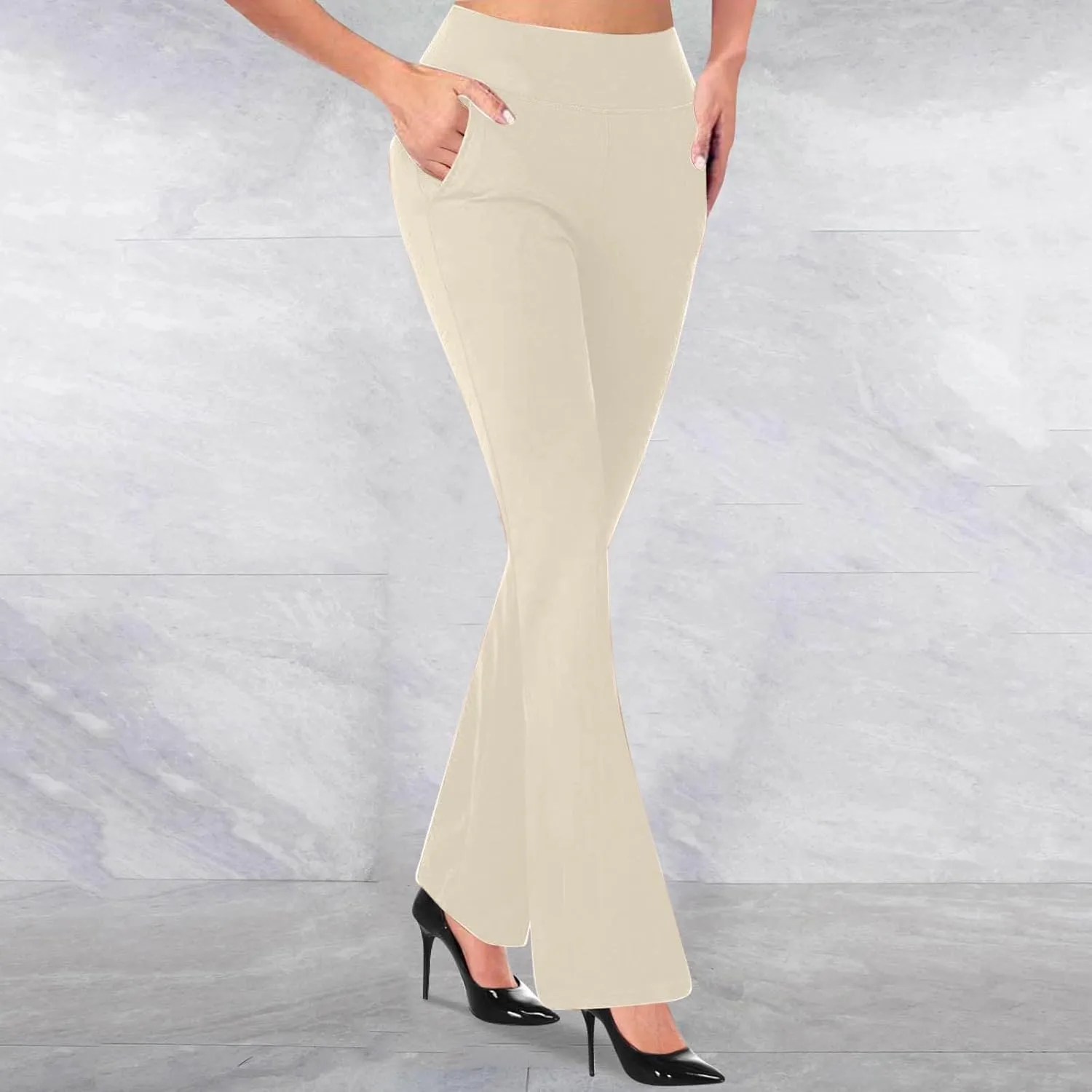 Slacks for Women 2025 Stretchy Office Pants High Waisted Business Work Pants with Pockets Casual Summer Trousers