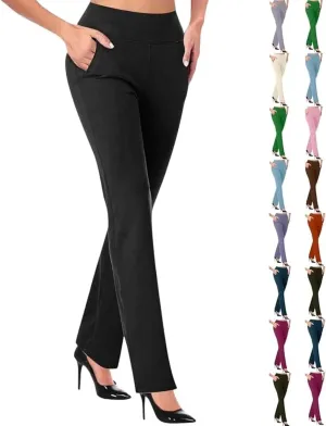 Slacks for Women 2025 Stretchy Office Pants High Waisted Business Work Pants with Pockets Casual Summer Trousers