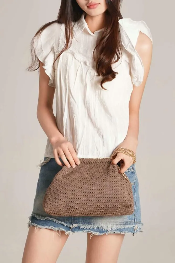 Summer Crochet Beach Bag Woven Clutch Purses for Women 2025 Cloud Dumpling Pouch Purse Crossbody Bag Handbags