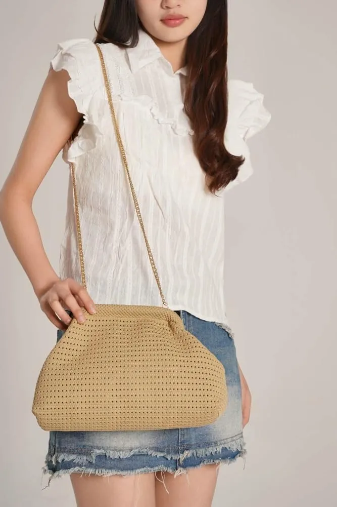 Summer Crochet Beach Bag Woven Clutch Purses for Women 2025 Cloud Dumpling Pouch Purse Crossbody Bag Handbags