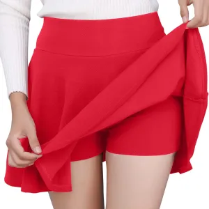 Summer Skirts for Women High Waisted Pleated Mini Skirt with Anti-Slip Lining Elastic Waist Casual A-Line Silhouette