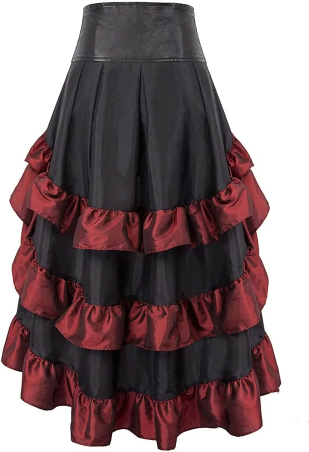 TANGNADE Women's Gothic Steampunk Skirt Victorian Renaissance High Low Retro Skirt Pirate Costume Skirt Party Clothes