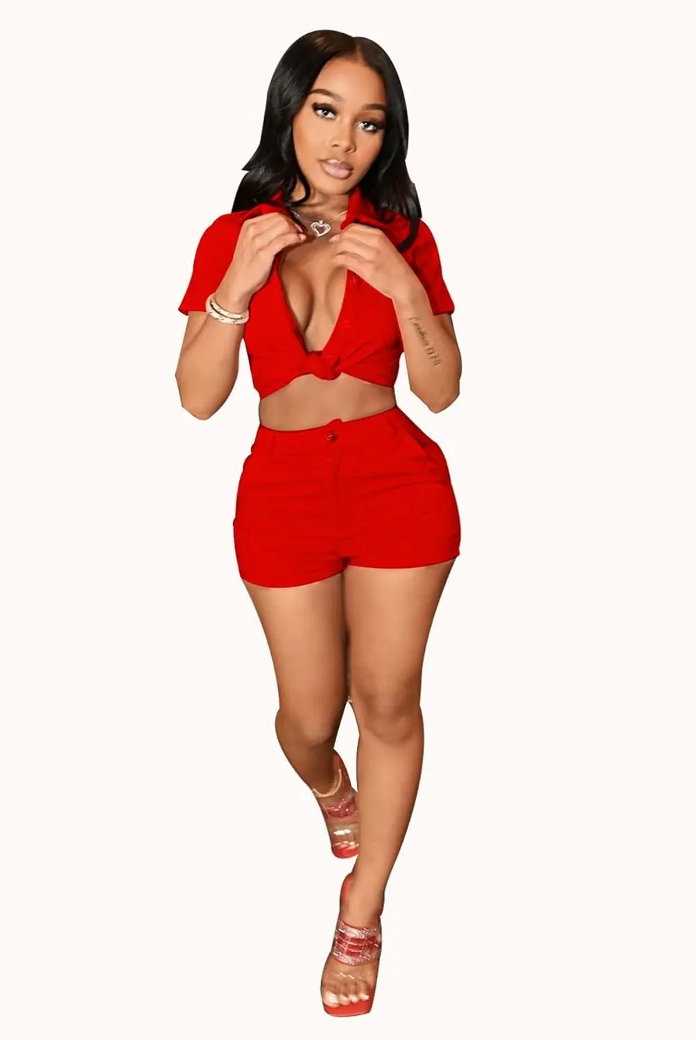 TOPSRANI Womens Two Piece Outfits Bodycon Tracksuit Sweatsuits Blazer Casual Cute Sexy Club Lounge Shorts Pant Suits Set