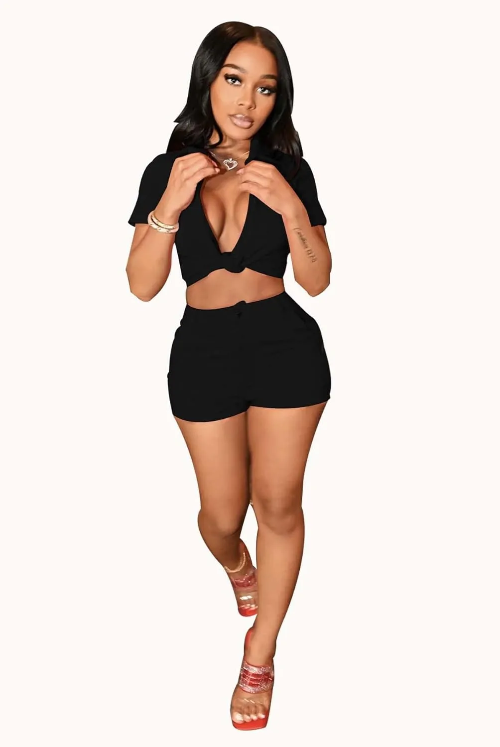 TOPSRANI Womens Two Piece Outfits Bodycon Tracksuit Sweatsuits Blazer Casual Cute Sexy Club Lounge Shorts Pant Suits Set
