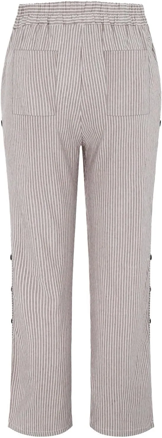 Trousers Pants for Women Vacation s Waist Side Back Four Pockets Buttoned 9/10 Pants Linen Blend Pants