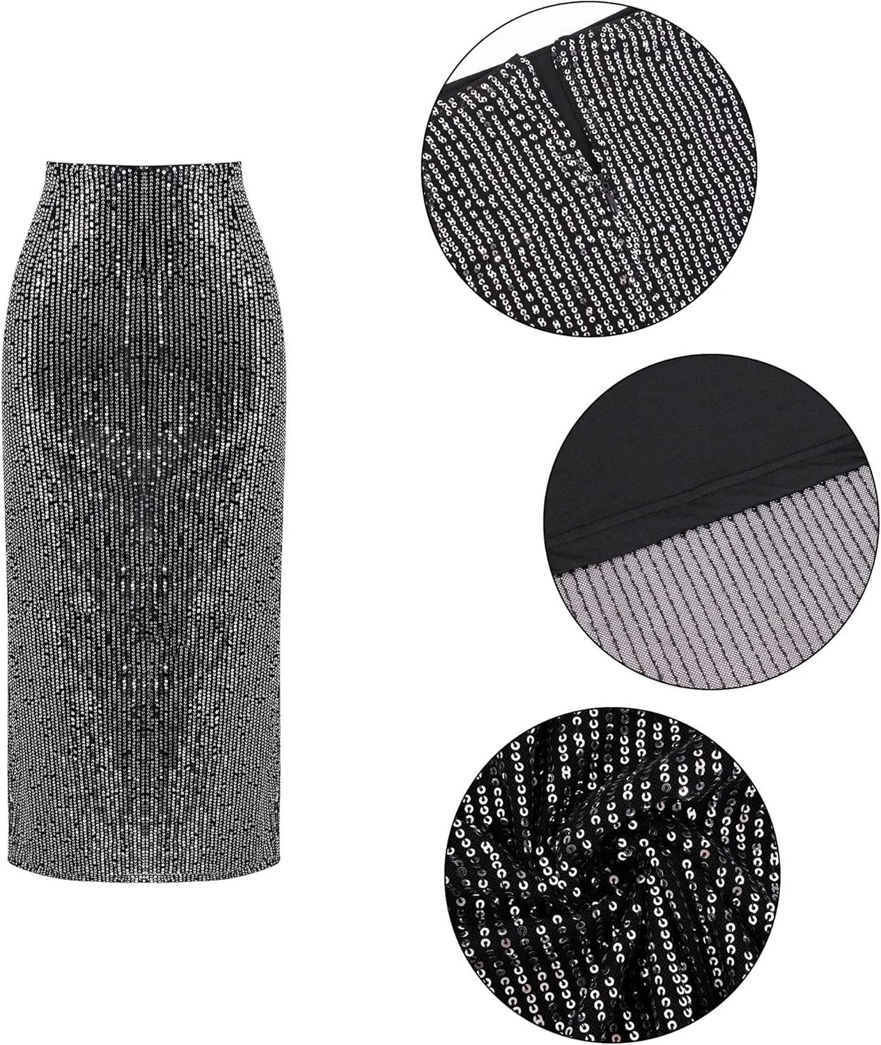TYNORA Women's Shiny Sequin High Waisted Maxi Skirts Bodycon Long Mermaid Skirt Formal Skirts Dance Party Dress