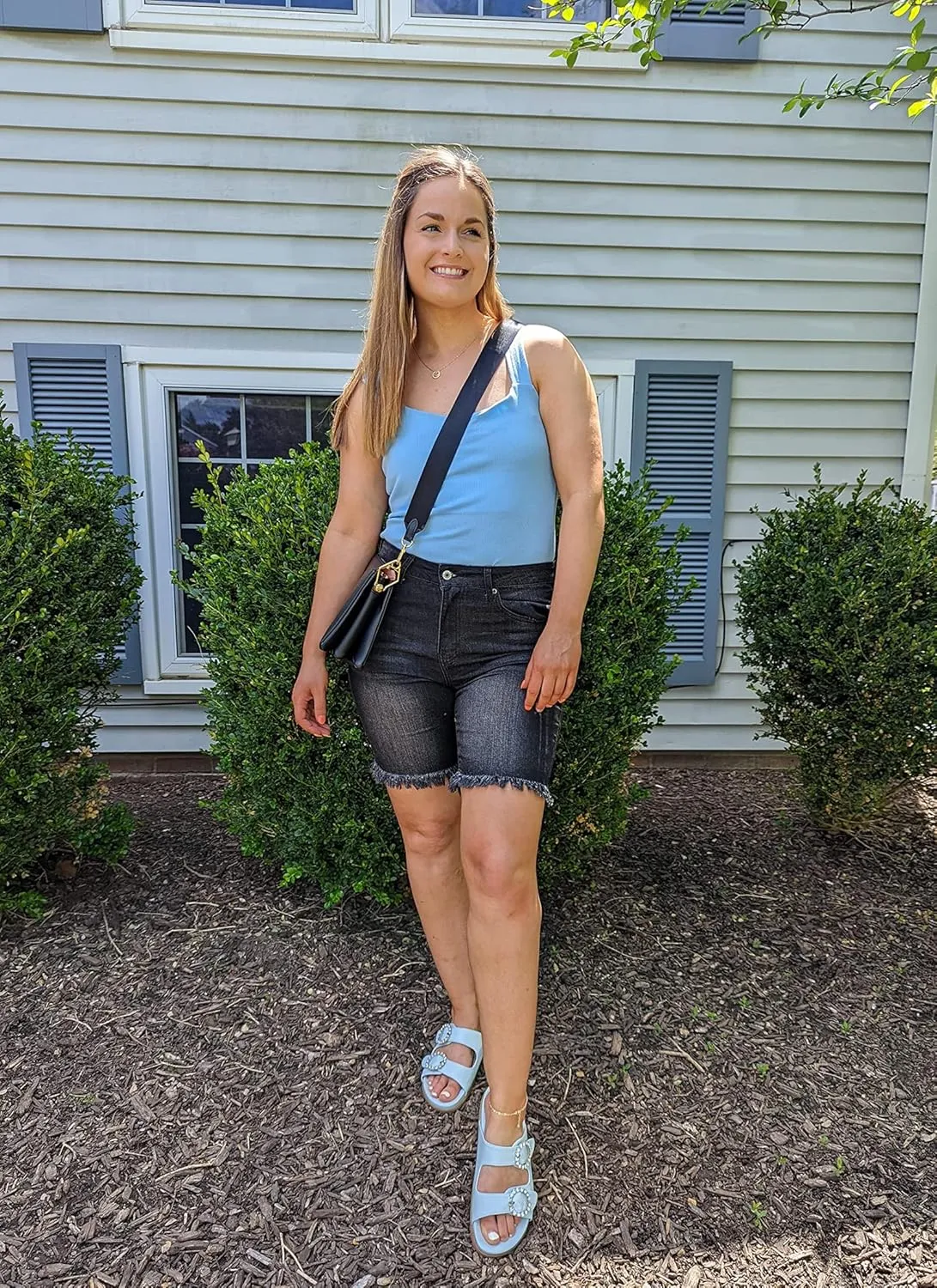 Utyful Women Summer Frayed Ripped Bermuda Shorts Distressed Denim Jeans Short