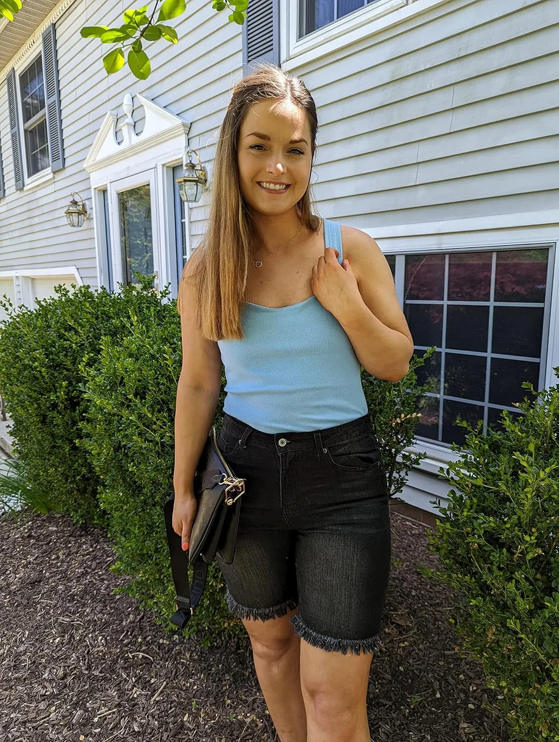 Utyful Women Summer Frayed Ripped Bermuda Shorts Distressed Denim Jeans Short