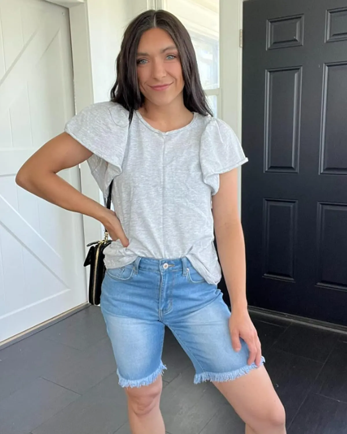 Utyful Women Summer Frayed Ripped Bermuda Shorts Distressed Denim Jeans Short