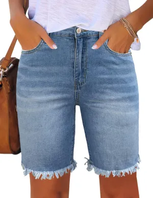 Utyful Women Summer Frayed Ripped Bermuda Shorts Distressed Denim Jeans Short