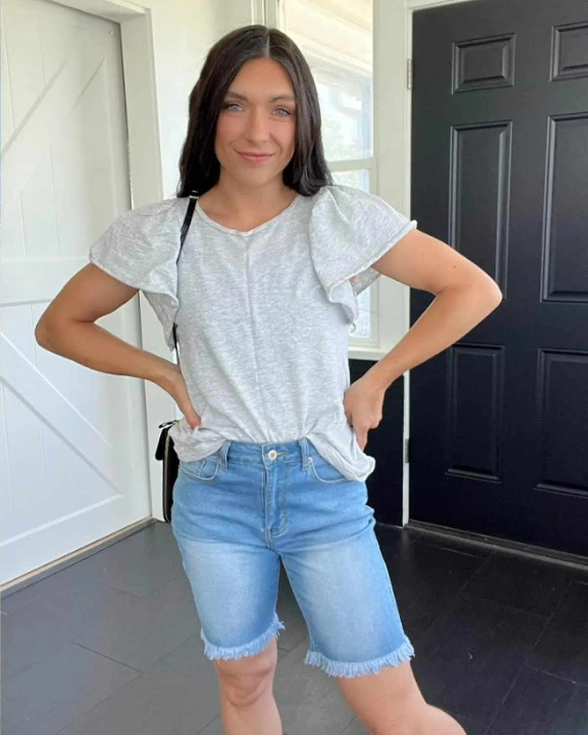 Utyful Women Summer Frayed Ripped Bermuda Shorts Distressed Denim Jeans Short