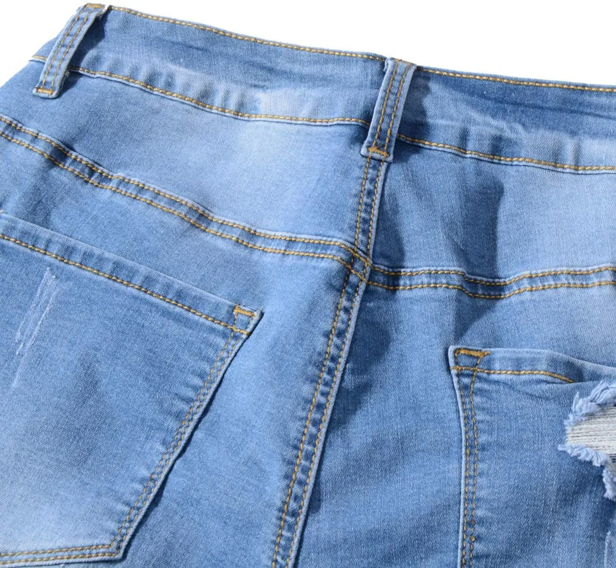 vanberfia Women's Stretchy Denim Mid Rise Jean Shorts with Pockets