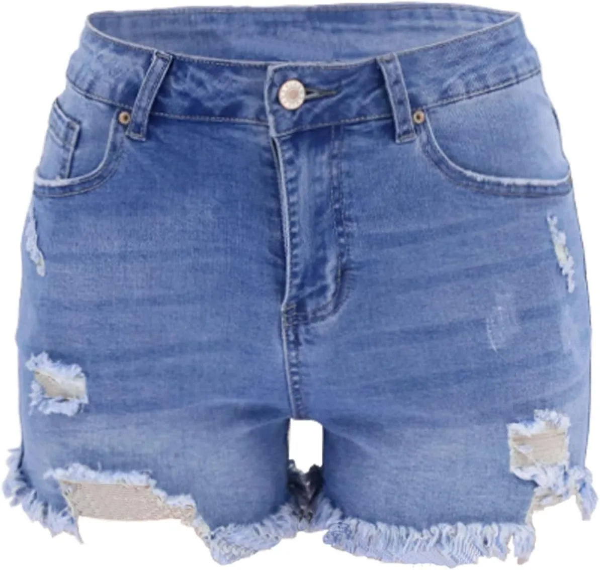 vanberfia Women's Stretchy Denim Mid Rise Jean Shorts with Pockets